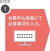 STEP1 会員申込画面にて必要事項を入力。